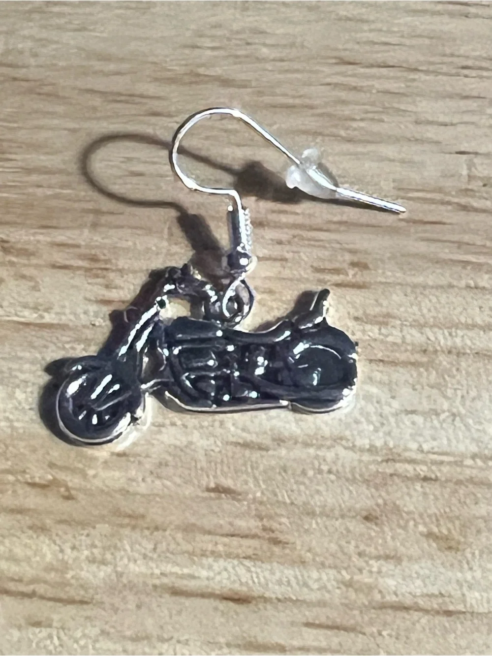 Silver Motorcycle Dangle Earrings - Unbranded E171
